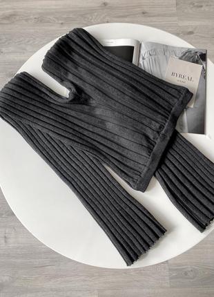 Темно сірі легінси в рубрик кльош лосіни лапша2 фото