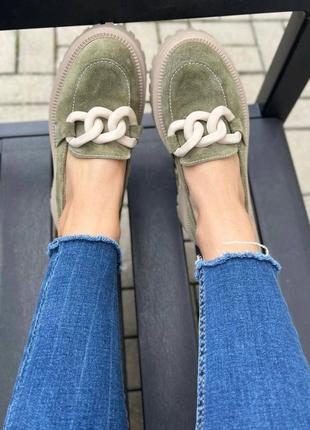 36-41 рр лоферы натуральная замша/кожа черные, бежевые, голубые, красные