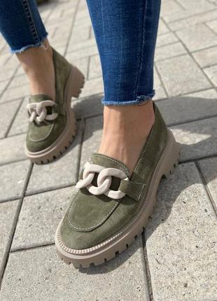 36-41 рр лоферы натуральная замша/кожа черные, бежевые, голубые, красные