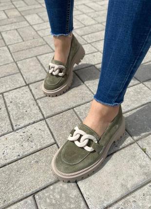 36-41 рр лоферы натуральная замша/кожа черные, бежевые, голубые, красные