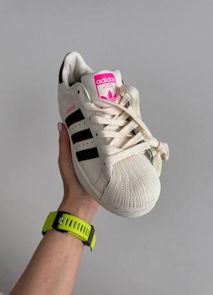Кроссовки adidas superstar cream / black / pink premium3 фото