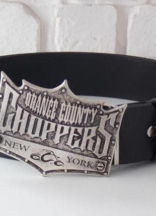 Чоловічий шкіряний ремінь байкерський orange county choppers2 фото