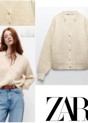 Zara теплый мягкий плотный кардиган из смеси шерсти и кашемира
