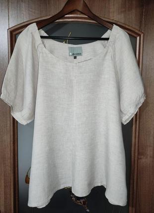 Нюдова льняна сорочка / блуза mcverdi copenhagen (100% льон)2 фото