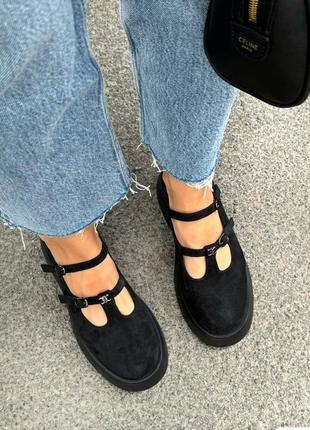 Жіночі чорні замшеві туфлі celine