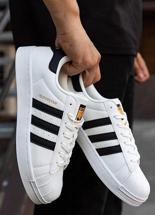 Р.42-45 кросівки adidas superstar classic white black ad093
