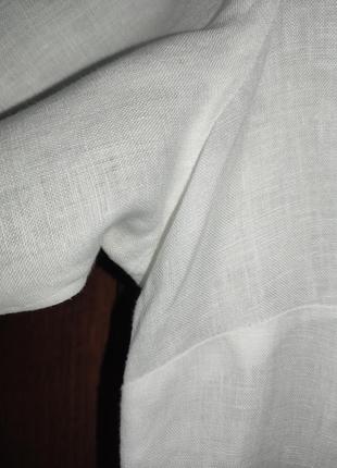 Белоснежная льняная рубашка / блуза с кружевом lindex (100% лен, кружево)9 фото