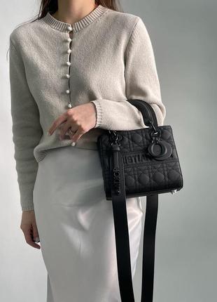 Сумка в стиле christian dior latte ultramatte cannage calfskin mini lady dior black