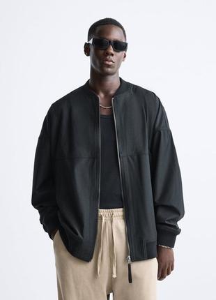 Бомбер zara розмір s-m чорний стильний оверсайз куртка чоловіча