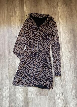 Трендове мініплаття, сарафан сітка в анімалістичний/тигровий принт stradivarius, p.xs/s