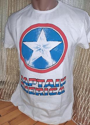 Стильная фирменная каттон футболка marvel cedar wood state.captain america.s-m