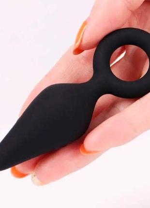 Силіконова анальна пробка з кільцем velvet ring 3,4 см — анальні іграшки