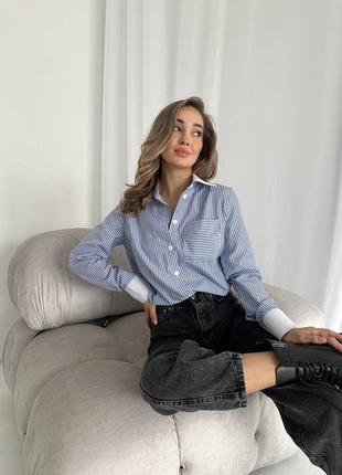 Сорочка у стилі zara у смужку, рубашка в полоску6 фото