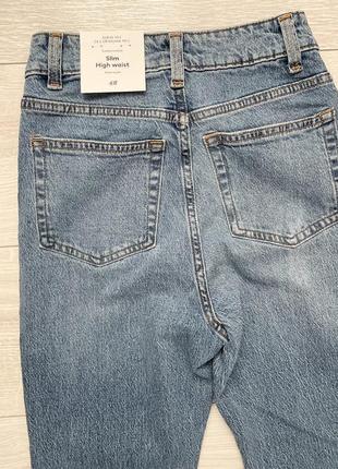 Slim high ankle jeans h&m вузькі джинси з високими щиколотками завищена талія світлі10 фото