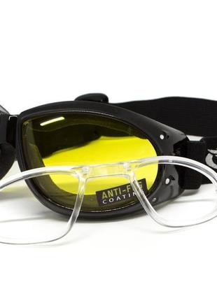 Очки защитные с уплотнителем global vision eliminator rx (yellow) anti-fog, желтые с диоптрической вставкой