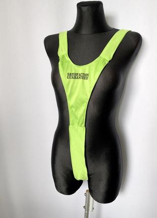 Грайливий купальник satisfaction guaranteed салатовий жартівливий борат звабливий відкритий