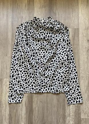 Шикарна нова сатинова/атласна блуза, кофта, топ у леопардовий принт кольору айворі zara, p.l/xl2 фото