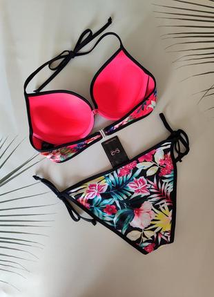 75c/34c- s push-up яркий купальник на завязках пуш ап h&amp;m/hunkemoller2 фото