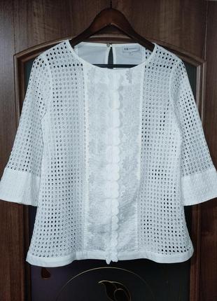 Неймовірна блузка з прошви (шиття) nadine h (німеччина) 100% бавовна1 фото