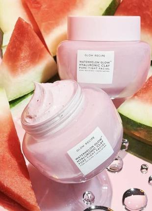 Маска для обличчя з гіалуроновою та bha/pha-кислотами — glow recipe watermelon glow hyaluronic clay pore-tight facial mask4 фото