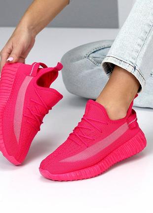 Популярні жіночі кросівки в новому яскравому фуксі кольорі, рожевий, текстиль, літні, неонові, новин1 фото