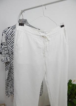Вишукані лляні брюки штани вільного крою вільні прямі широкі палацо льон на літо літні натуральні3 фото