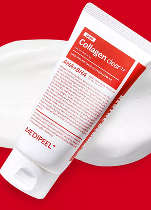 Medi-peel red lacto collagen clear 2.0 пінка для вмивання з колагеном і пробіотиками