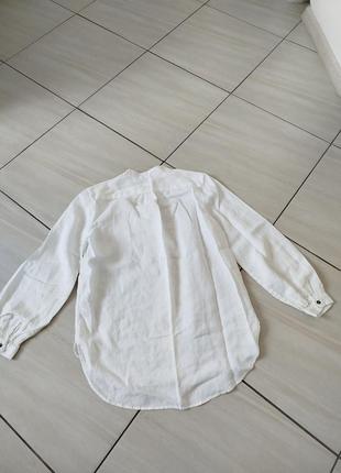 Льняная белоснежная рубашка3 фото