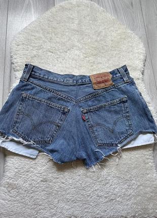 Шорти levi’s джинсові з необробленим краєм висока посадка4 фото