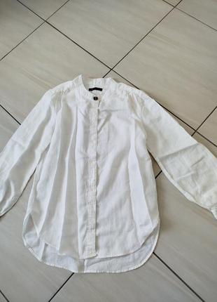 Льняная белоснежная рубашка2 фото