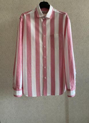 Льняная рубашка в полоску mango regular fit