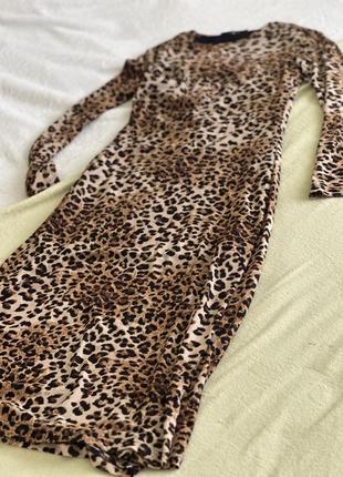 Эффектное леопардовое платье3 фото