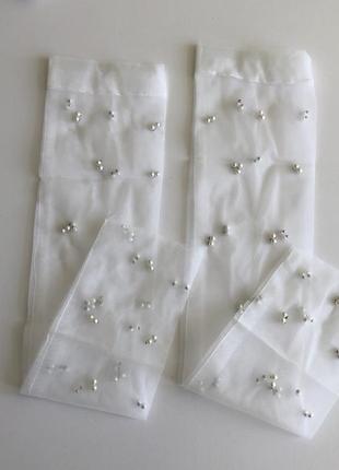 Фатинові нарукавники мітенки з перлинками митенки перчатки 789