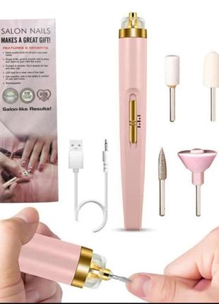 Фрезер-ручка для апаратного манікюру та педикюру з підсвіткою і фрезами в комплекті, 4 швидкості, 3 ватів,