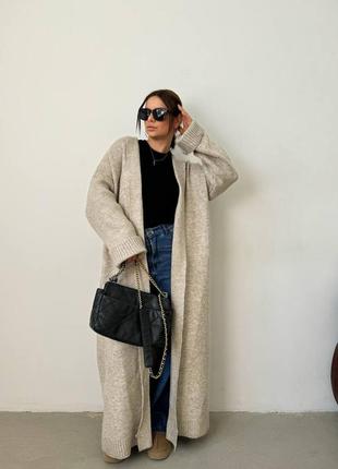 Накладний платіж ❤ теплий оверсайз вязаний міді кардиган з кашеміром