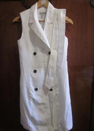 Білий кежуал сукня h&amp;m однотонна ( брак(( , состояние новое, но ( 56% віскоза, 44% льон5 фото