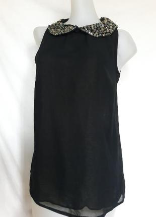 Женская черная прозачная блуза, блузка, майка new look камни воротник ньюанс3 фото