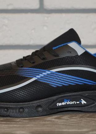 Кросівки підліткові чорні із синім (розміри: 36, 37, 38, 39, 40, 41)2 фото