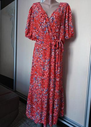 Червона жата сукня у квіточки1 фото