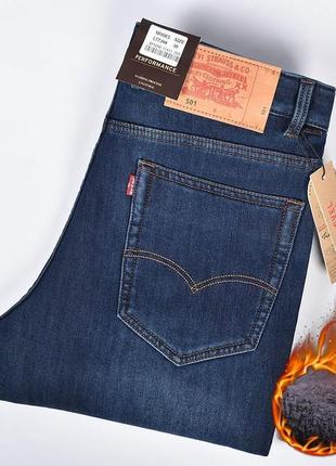 Утепленні зимові чоловічі джинси на флісі levis