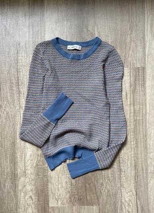 Стильний синій трикотажний светр, реглан, кофта zara knit, p.xs/s