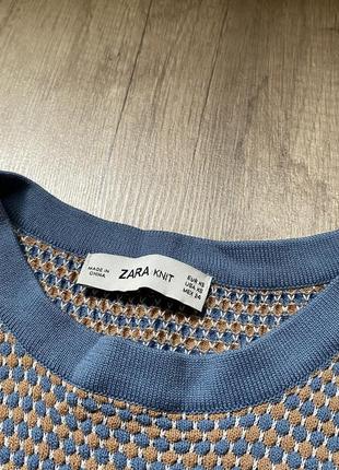 Стильний синій трикотажний светр, реглан, кофта zara knit, p.xs/s4 фото