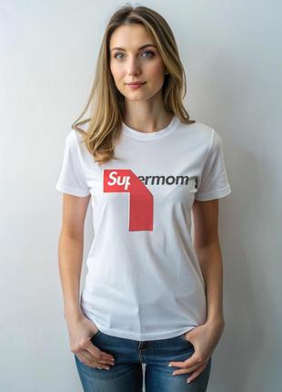 Футболка с принтом супер мама super mom