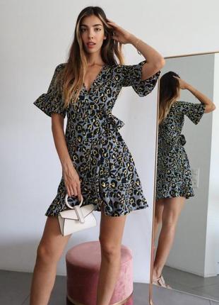 Новое платье stulence в леопардовый животный принт на запах женственный фасон