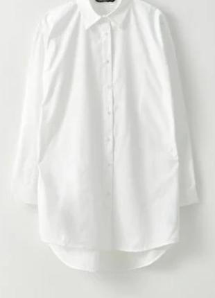 Удлиненная рубашка туника хлопковая белая in the stile1 фото