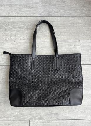 Женская черная сумка шоппер гуччи gucci black жіноча чорна сумочка