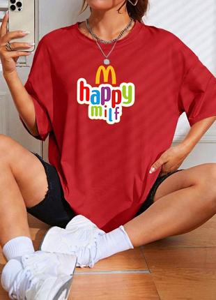 Футболка с принтом happy milf хеппи милф милфа