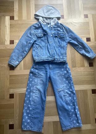 Крутезний джинсовий набір zara штани та куртка на дівчинку 11-12р від зара дісней