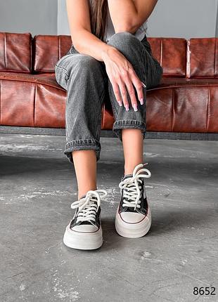 Кеди жіночі mio темно сірі, текстиль