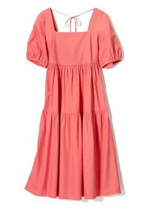 Женское платье из льна с объемными рукавами